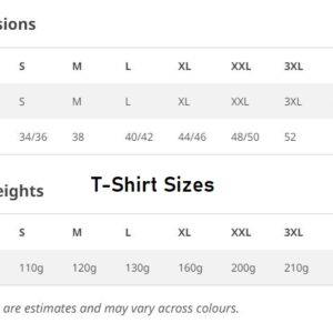 t-shirt sizes